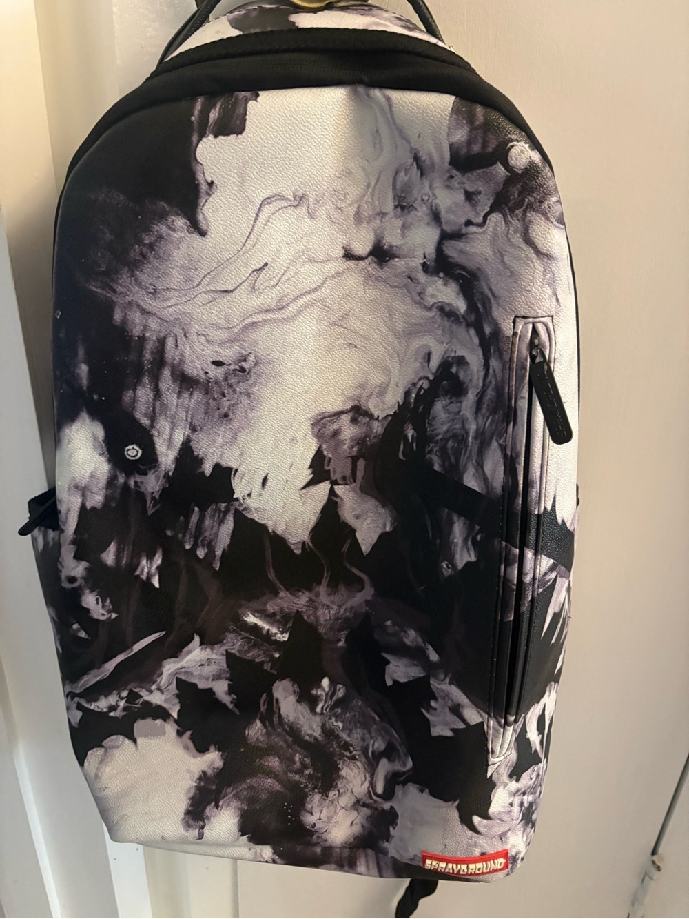 Sprayground Backpack That Marble Effect Design Black and White Pre Owned